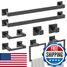 Turs 10-Piece Bathroom Hardware Accessories Set Matte Black Towel Bar Holder