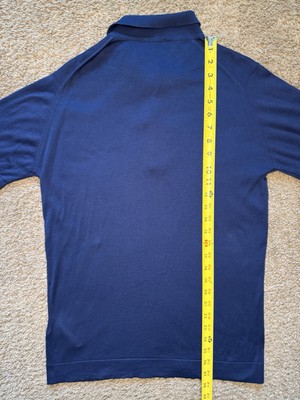 John Smedley x Todd Snyder Polo Shirt Mens M Navy Sea Island 