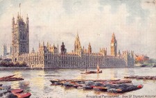 Houses Of Parliament St Thomas Hospital Künstler signiert Charles F Blume Postkarte