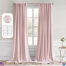 Baby Pink Blackout Curtains 96" Long, 2 Panels, Thermal Insulated Room Darkening