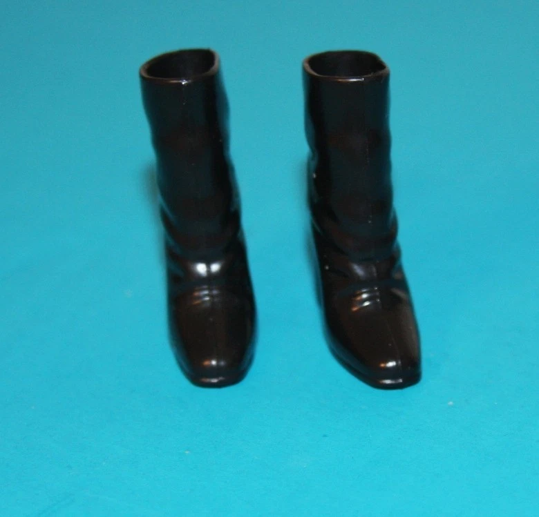 Vintage BARBIE DOLL Foot Fashion High Heel Slouch Boots Black 1990s Shoes - Image 3 of 4