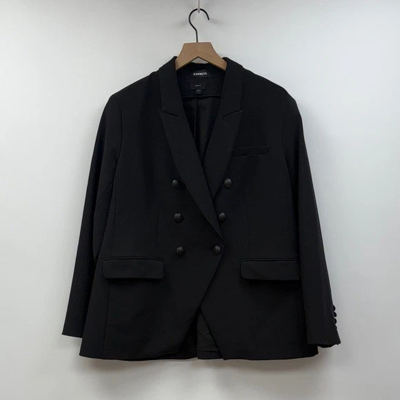 Express Supersoft саржи негабаритный двубортный блейзер куртка черный XL - Изображение 4 из 4