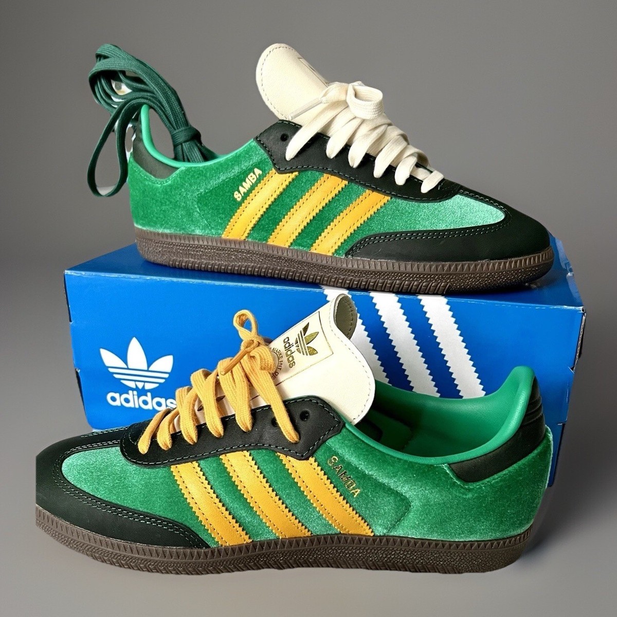 Samba OG W Green/ Yellow Velvet Size 8.5Wmns/7.5Mens JI2681