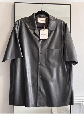 Nanushka Black BODIL Vegan-Leather Shirt - Size XL