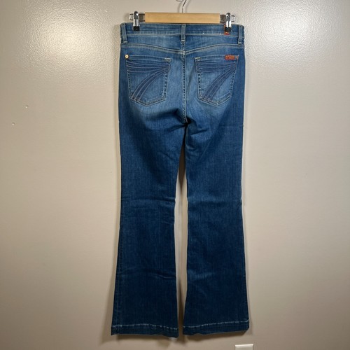 7 For All Mankind Dojo Schlaghose Denim Jeans Gr. 28 Boho Mid Rise Blau