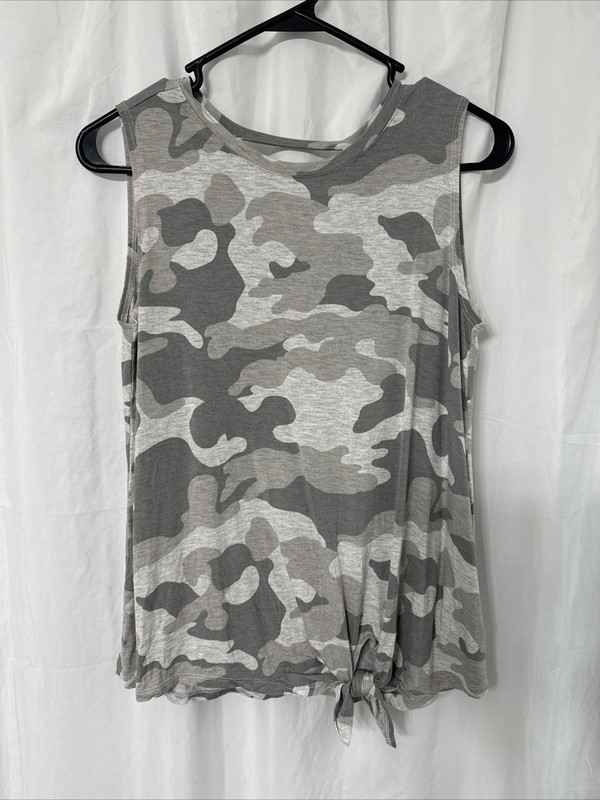 Luxe Tie-Hem Sleeveless Top for Girls XL (14) Gray Camo Old Navy, Tank Top