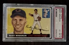RUDY MINARCIN PSA 6 1955 TOPPS BASEBALL #174 ROOKIE RC High Numbered Card ￼. rookie card picture