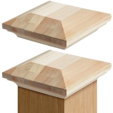 Pcs 3. 5" x 3. 5" Flat Peak Newel Post Cap Wood Poplar Fence Post Caps for 2