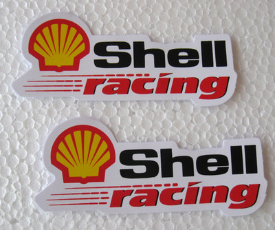 SHELL Racing Aufkleber Sticker 2er Set Tuning Oil Kraftstoff Motorsport Biker