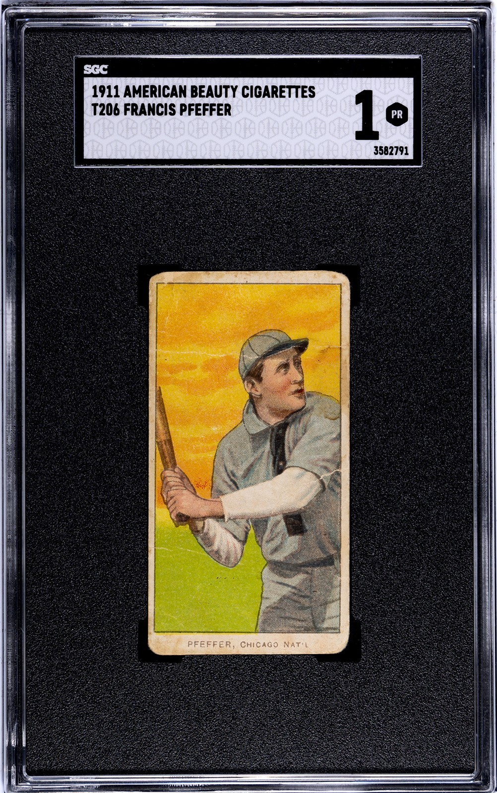 1909-1911 T206 Francis Pfeffer SGC 1 AMERICAN BEAUTY 460 tobacco baseball card