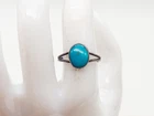 Vintage Navajo HANDMADE $150 2ct Natural Blue Turquoise Sterling Silver Ring