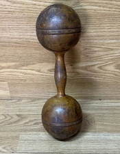 Antique H H Kiffe Co Brooklyn New York RARE HTF Hermann 2lb Wooden Dumbbell