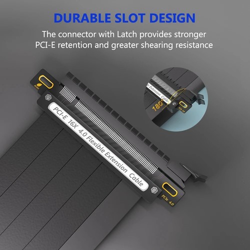PCIE 4.0 Verlängerungskabel, 16x Geschirmtes High Speed GPU Riser Kabel mit3120 - Bild 10 von 10
