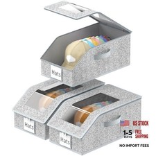 3 Pack Stackable Hat Organizer for Baseball Caps, Hat Storage with Clear