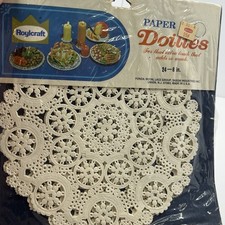 Vintage Roylcraft Paper Doilies 24- 8 Diameter White Lace Cut New Sealed