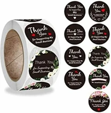 40 THANK YOU FOR SUPPORTING MY SMALL BUSINESS ENVELOPE SEALS LABELS STICKERS 1"
