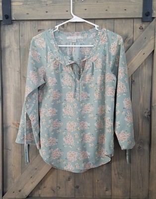 LC Lauren Conrad Light Blue Peasant Boho Blouse Size XS | eBay