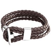 Lower East Men's Bracelet Leather / Stainless Steel 21 Cm Le136 Brown Lower East Men's Bracelet Leather / Stainless Steel 21 Cm Le136 Brown