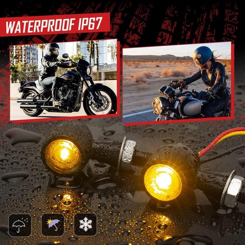 Motorcycle LED Bullet Mini Turn Signals Brake Blinker Light Indicator Amber+Red - Picture 5 of 12
