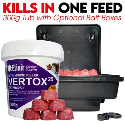 Vertox Rat & Mouse Poison/Killer | One Feed Kills | Optional Bait Boxes ...