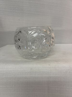A Teleflora Gift Clear 24% Lead Crystal Bowl/ Vase Fine Bohemian Crystal New