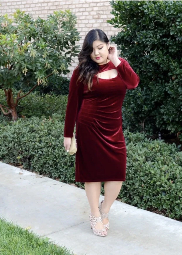 INC International Concepts Women s Red Velvet Dress Size 18W 139.5