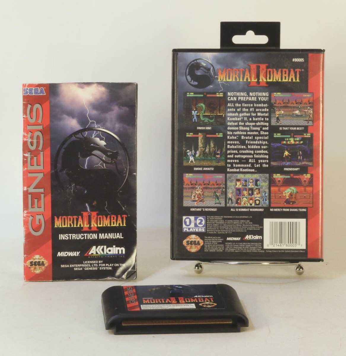 Sega Genesis Mortal Kombat II By Aklaim with box Tested & Working