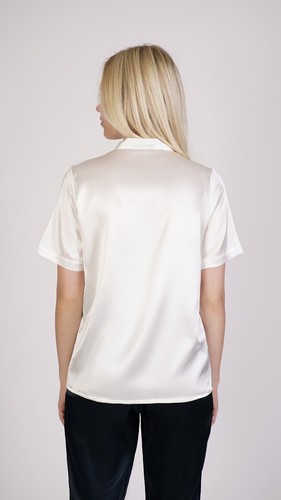 Camiseta De Cuello En V Para Mujer 100% Seda Blusa Hecha En Italia 1ST AMERICAN - Imagen 16 de 23