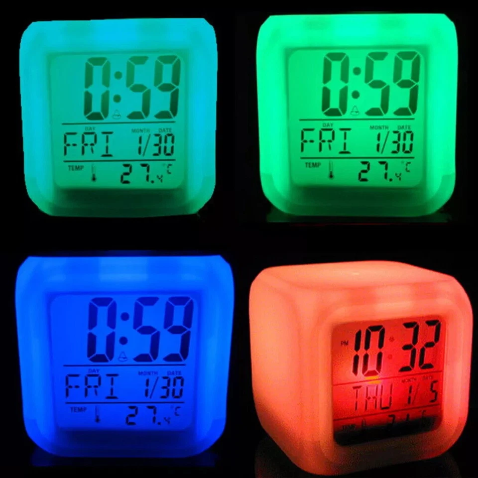 Captain America 7 Color Changing Night Light Digital Alarm Clock #01 - Image 4 of 4