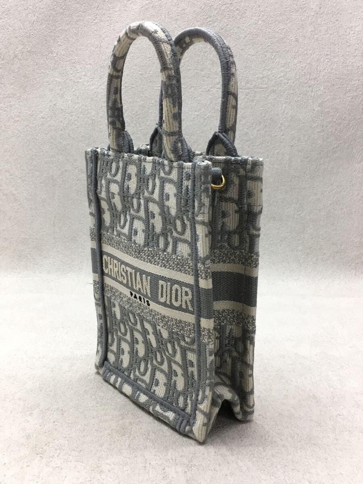 Christian Dior Handbag BOOK TOTE Phone Bag Mini Gray Total Pattern Used