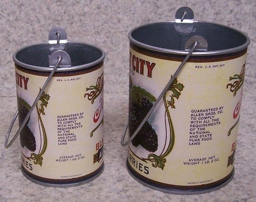 Flower Pot Antique Fruit Poster Blackberries pair 2 galvanized tin planters NEW - Picture 4 of 4