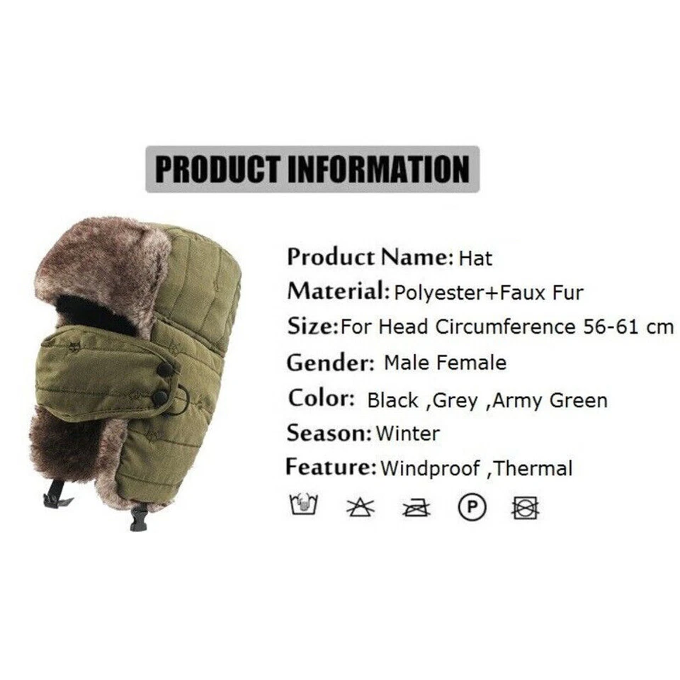 Men Women Winter Warm Hat Earflap Ski Snow Cap Fleece Face Mask for Cold Weather - Image 2 of 4