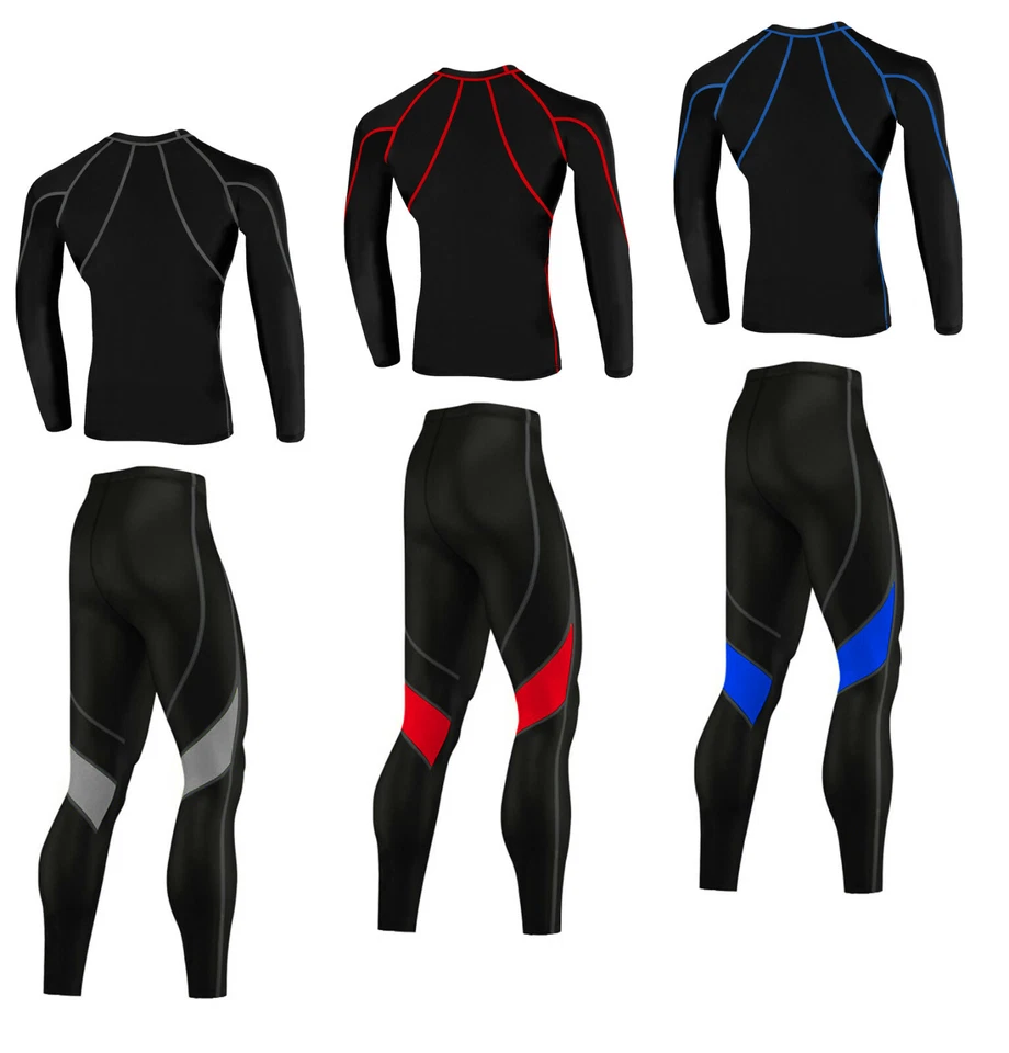 Mens Compression Tights Compression Shirt Base Layer Rash Guard Skin Fit Trosuer - Image 2 of 4