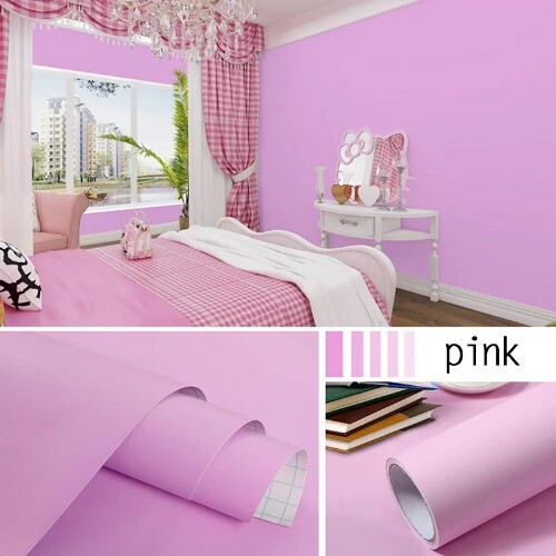 Solid Color Waterproof Wallpaper Room Self-adhesive Wardrobe Matte Wall Sticker - Picture 10 of 57