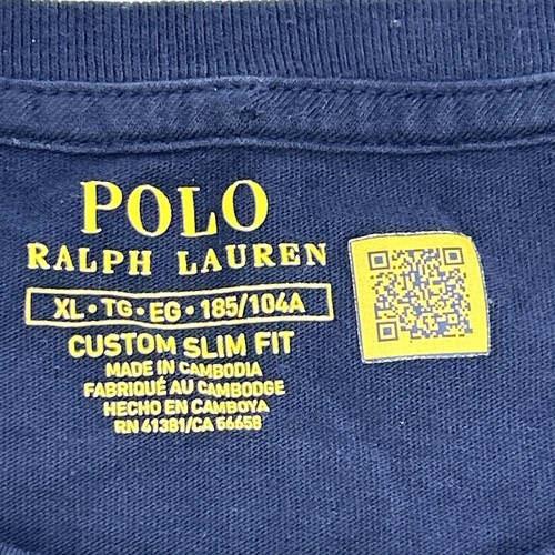 Polo Ralph Lauren Shirt Men's XL Navy Blue Crest Logo Custom Slim Fit Crew Neck - 第 3/9 張圖片