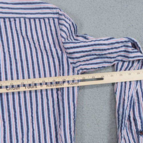 Dsquared2 Shirt Mens 50 Large Red White Blue Seersucker Textured Button Luxury - Picture 10 of 17