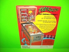 Playmatic FANTASY Original 1976 Arcade Game Pinball Machine Flyer RARE Spain