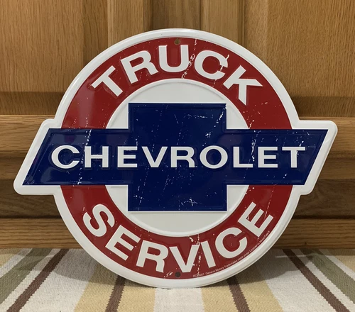Chevrolet Truck Service Metal Sign Garage Vintage Style Chevy Wall Decor Tools