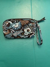 VERA BRADLEY TURQUOISE BROWN FLORAL WRISTLET FREE SHIPPING 