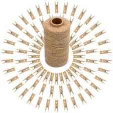 100Pcs Clothespins with String Cords, 1.4 inch Heavy-Duty Wooden Clothes Pins...