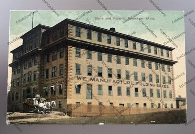 antique 1909 postcard Stoneham Massachusetts paper box factory Stone and Forsyth