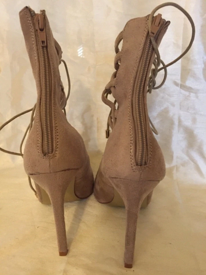 M. Missguided Mujer Cordones Stiletto Beige Vegano Gamuza UK 5. US 7 Foto 2 de 4