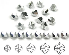 Czech Bicone Crystal Beads Crystal Labrador CAL Full Silver Rondelle Diamond