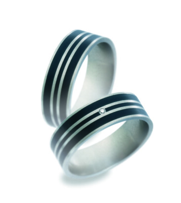 Titanfactory Titan Trauringe 51393 mit Brillant   0.02 ct. Diamant