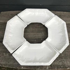 VTG CALIFORNIA POTTERY Serving Set 4 Bowls 755 GRAPES LEAVES Octagon Ivory USA