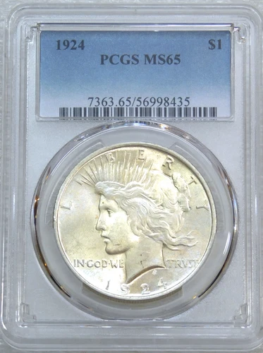 1924 Peace Silver Dollar PCGS MS65 Frosty Luster PQ coin Just Graded #L129D