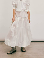 NEW FREE PEOPLE EGGNOG WHITE EMERY DROP WAIST MIDI SKIRT SZ M