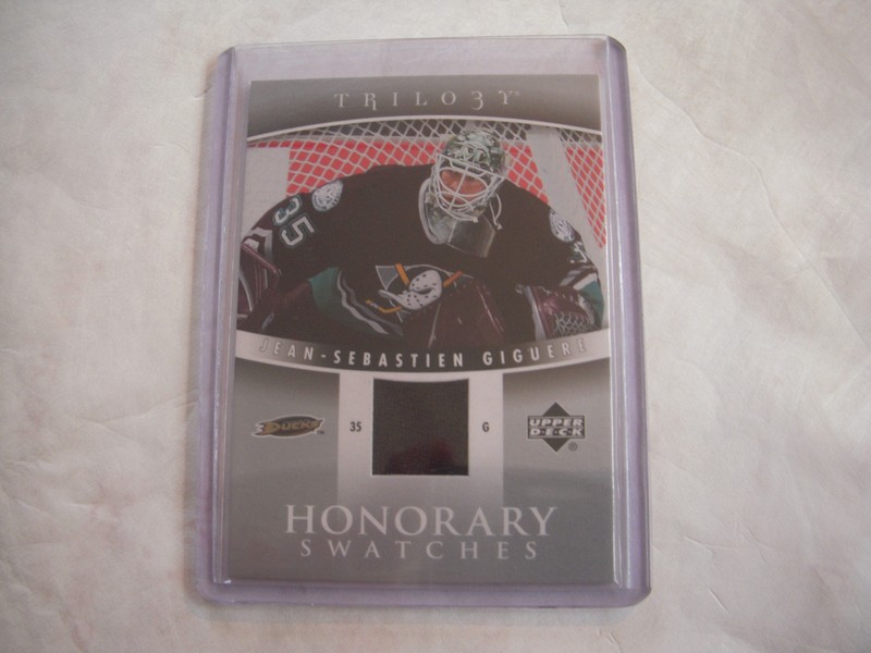 2006-07 UPPER DECK TRILOGY JEAN-SEBASTIEN GIGUERE HONORARY SWATCHES CARD #HS-JG