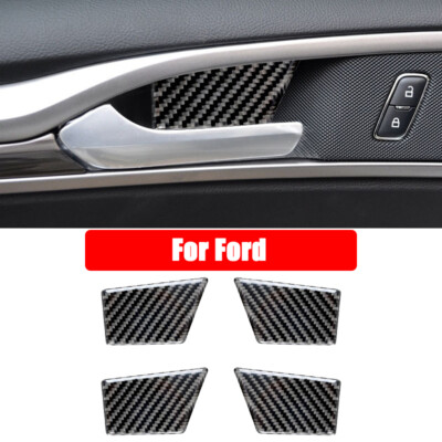 Carbon Fiber Car Interior Door Handle Bowl Trim For Ford Fusion Mondeo 2011-2019