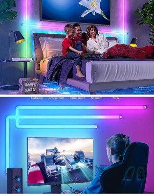 RGBIC Smart Wall Light, RGBW Multicolor Customizable, Music synch, & Bluetooth